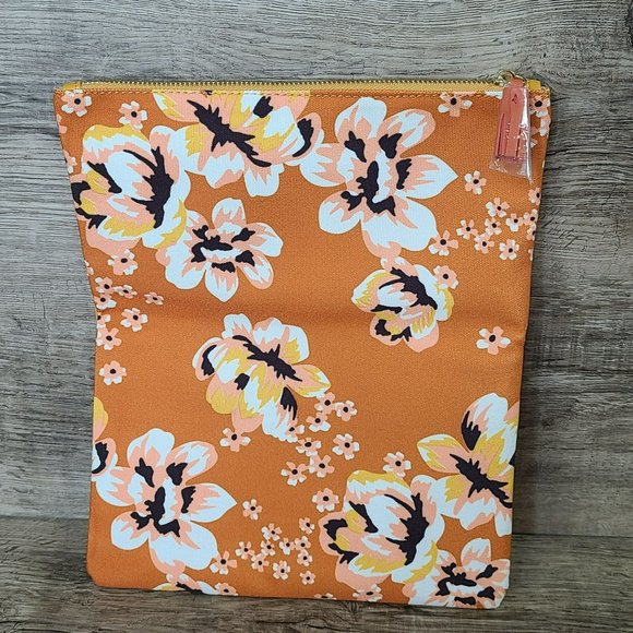 Rachel Pally Reversible Clutch Zahara Orange Floral Blossom Fold Over Bag Purse - Picture 2 of 8